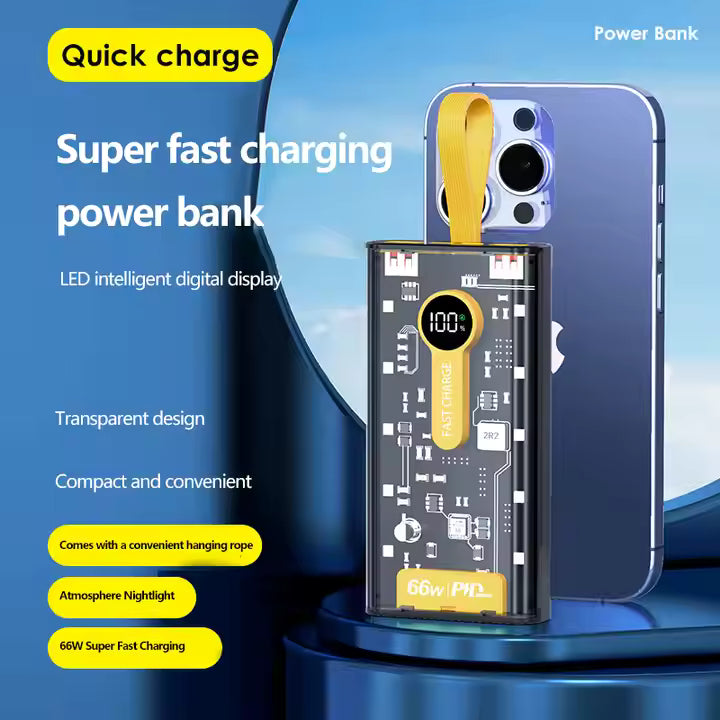 20000mAh Transparent Power Bank Portable Fast Charging PD22.5w